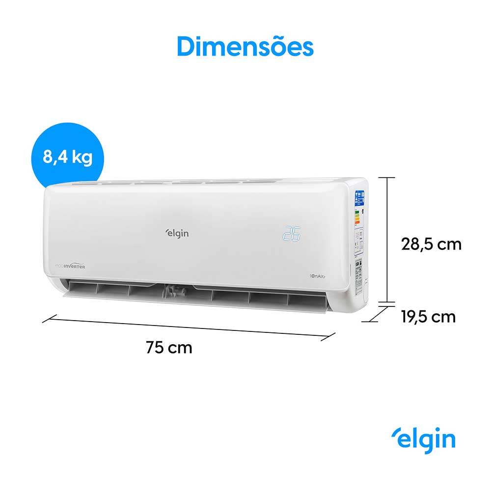 Ar-Condicionado Elgin Split High Wall Eco Inverter II WiFi 12000Btus R32 -  Novalar